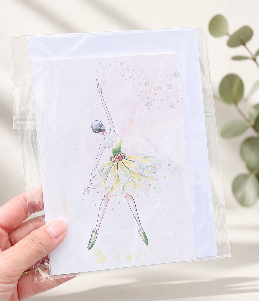 Printed greeting card Ballerina dancing