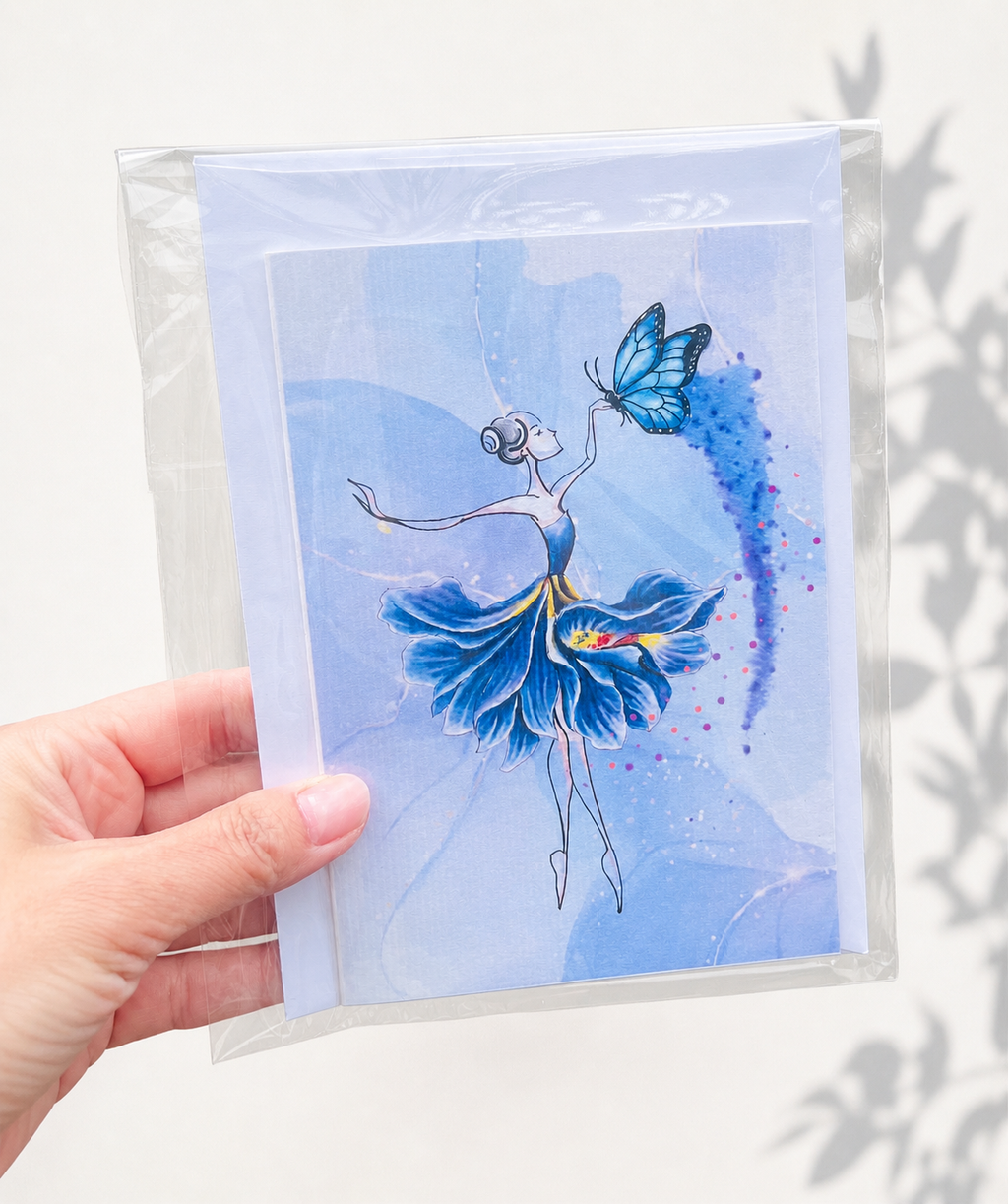 Dancing flower ballerina greeting card