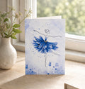 Printed greeting card Ballerina dancing flowers size 4.5x6.5”