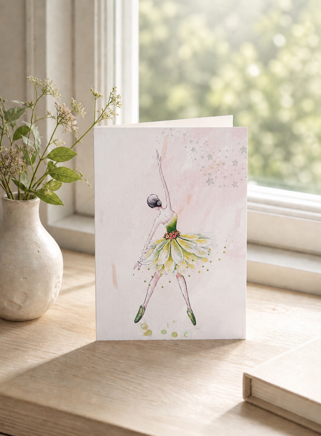 Printed greeting card Ballerina dancing