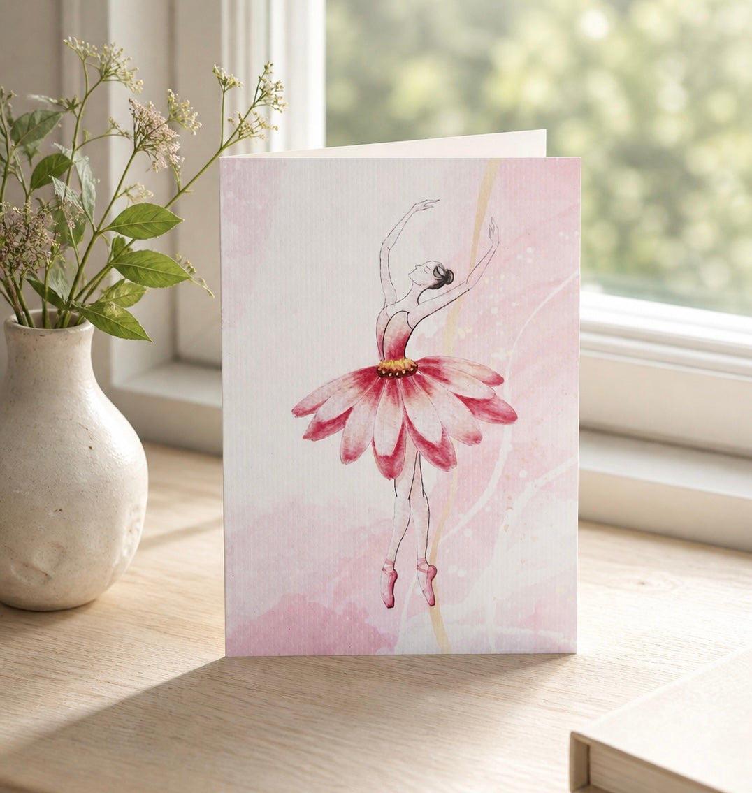 Greeting card ballerina dancing