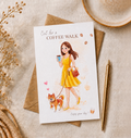 Greeting card, Coffee girl
