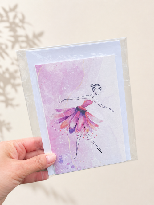 Dancing flower ballers greeting card