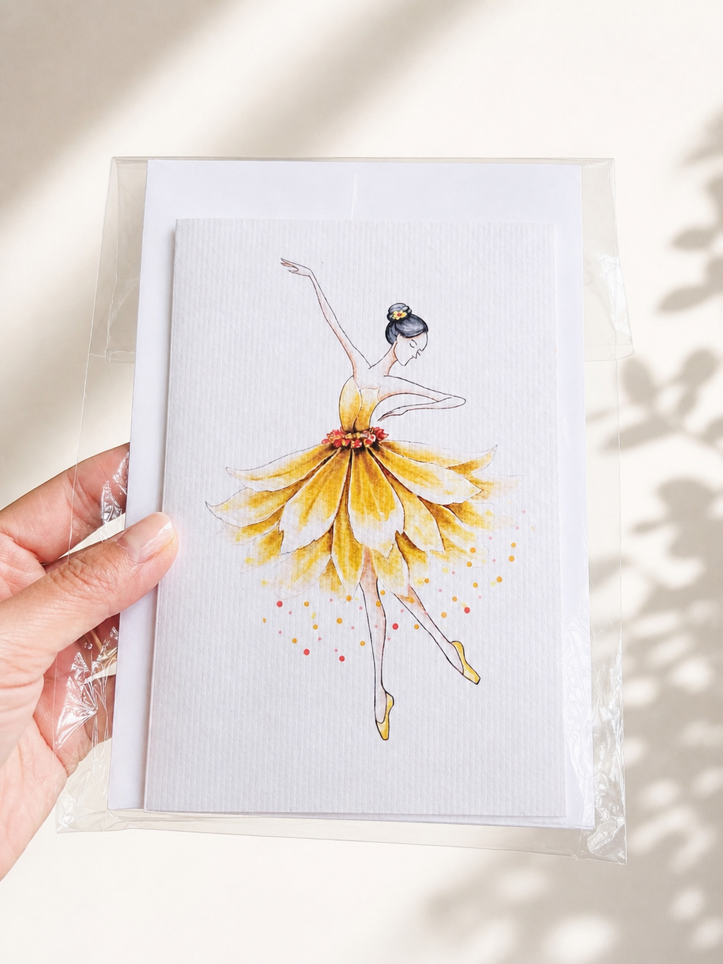 Printed greeting card ballerina dancing