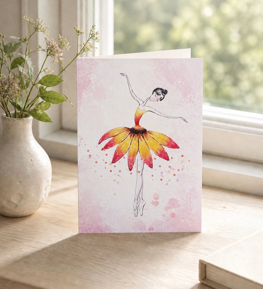 Printed greeting card Ballerina dancing