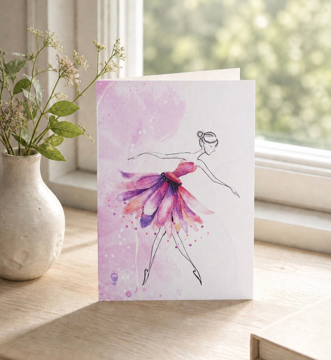 Dancing flower ballers greeting card