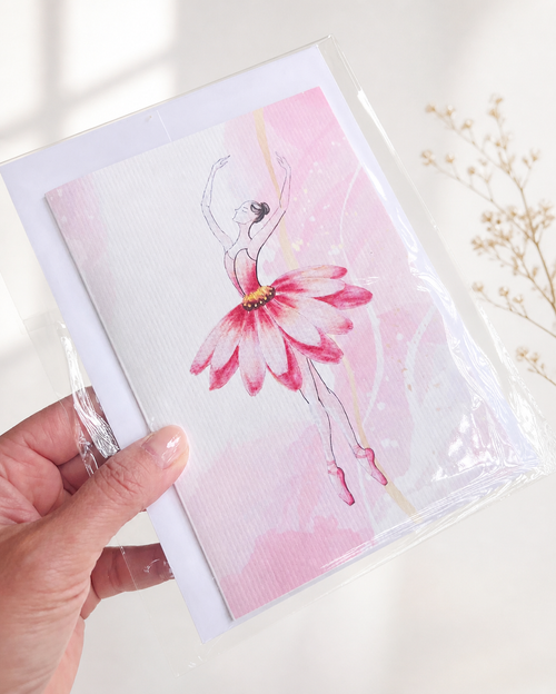 Greeting card ballerina dancing